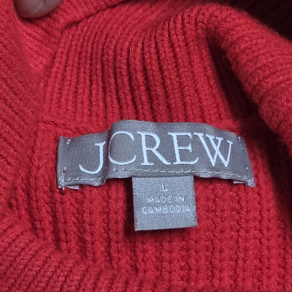 J. Crew Turtleneck‎ Knit Sweater Women's Size L Vibrant Red Pullover - Picture 4 of 7